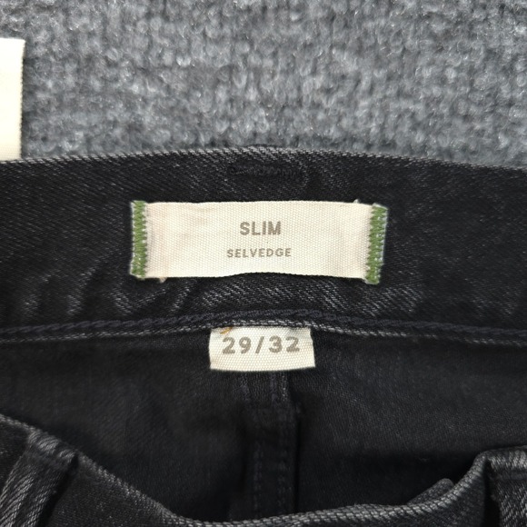 American Eagle Jeans Mens 29x31 Black Denim Slim Selvedge Button Fly Preppy - Picture 6 of 15